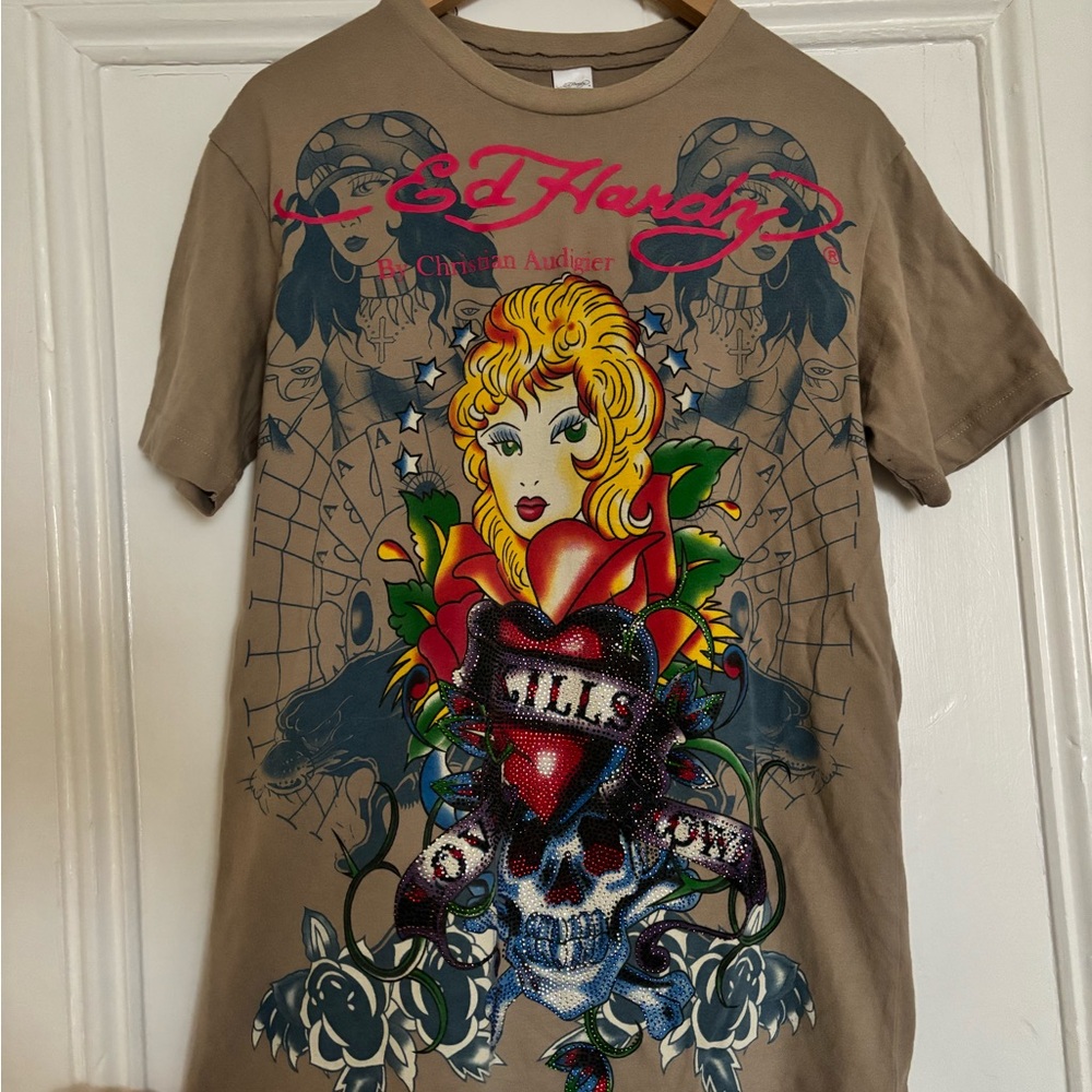 Ed Hardy Graphic Tee - Brown/Beige